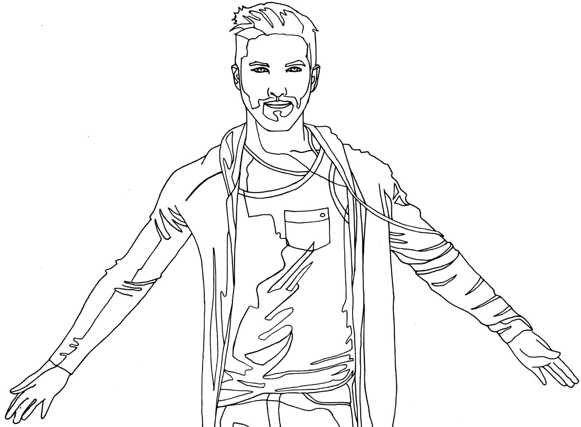Coloriage Kendji Girac star de la musique française - Célébrité à imprimer